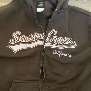 brown santa cruz zip up bomber jacket